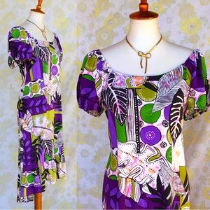 New! True Vintage🌴90s 70s Style Hawaiian Midi Dress